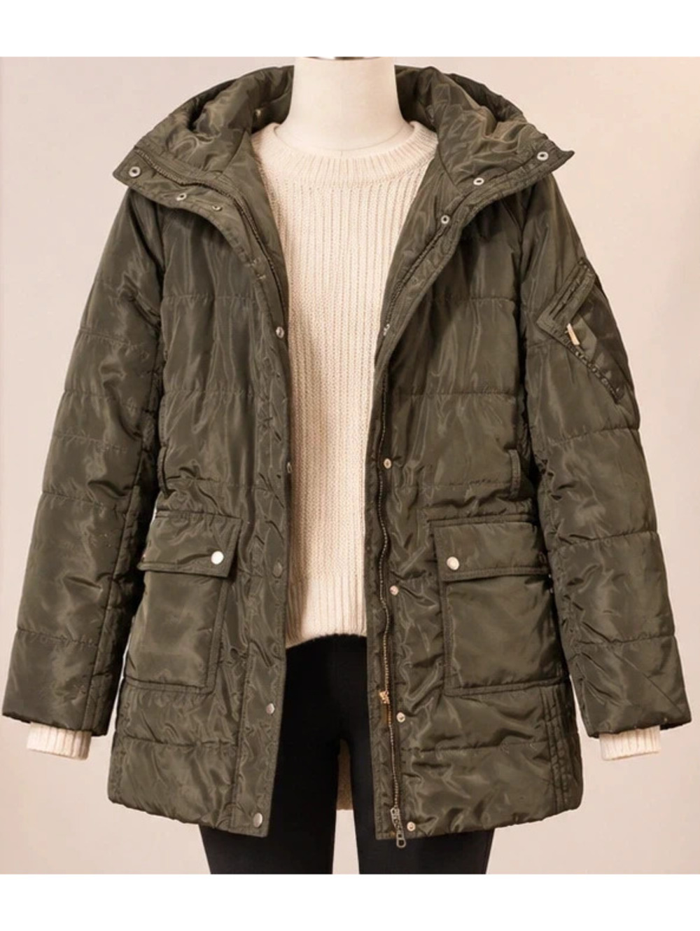 Yoki olive green puffer jacket cold weather fall winter